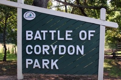 "Battle of Corydon Park" - - sign image. Click for full size.