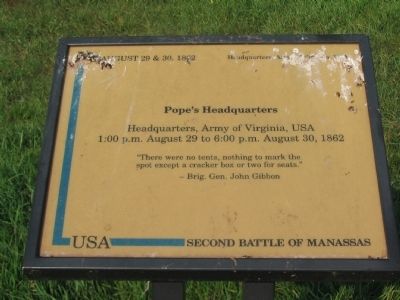 Pope's Headquarters Marker. Click for full size. Pope's Headquarters Marker image. Click for full size.