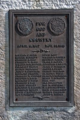 World War I Memorial Marker. Click for full size. World War I Memorial Marker image. Click for full size.