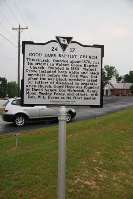 Good Hope Baptist Church Marker </b>(front) image. Click for full size.
