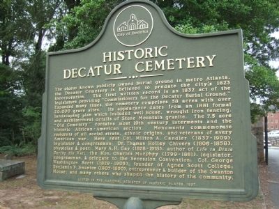 Historic Decatur Cemetery Marker image. Click for full size.