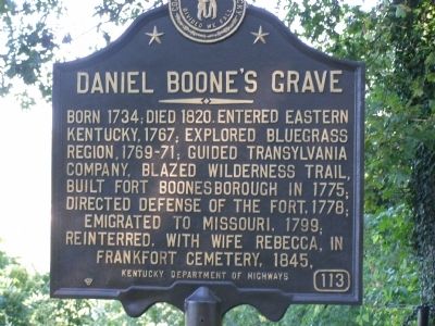Daniel Boone's Grave Marker image. Click for full size.