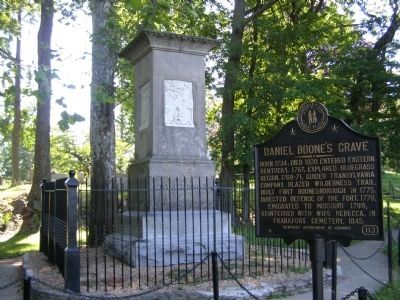 Daniel Boone's Grave Marker and Memorial image. Click for full size.