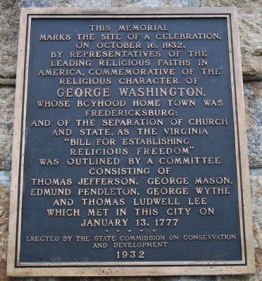Religious Liberty Commemorative Plaque image. Click for full size.