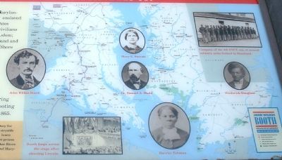 Close up view of Map and Photos on John Wilkes Booth Marker. Click for full size. Close up view of Map and Photos on John Wilkes Booth Marker image. Click for full size.