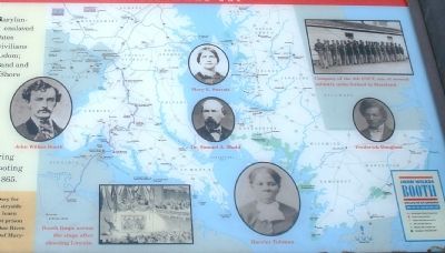 Close up view of Map and Photos on John Wilkes Booth Marker image. Click for full size.