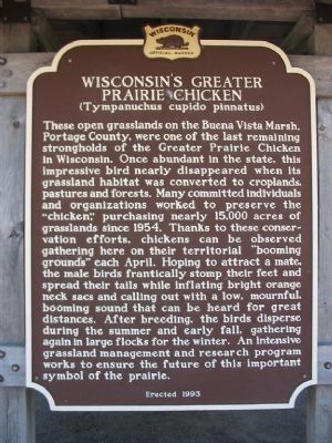 Wisconsin's Greater Prairie Chicken Marker image. Click for full size.