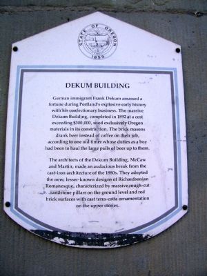 Dekum Building Marker. Click for full size. Dekum Building Marker image. Click for full size.