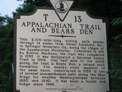 Appalachian Trail and Bears Den Marker image. Click for full size.