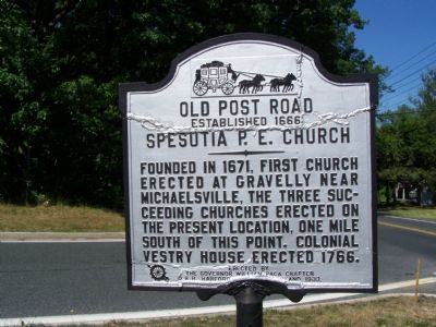 Old Post Road: Spesutia P. E. Church Marker. Click for full size. Old Post Road: Spesutia P. E. Church Marker image. Click for full size.