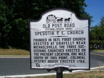 Old Post Road: Spesutia P. E. Church Marker image. Click for full size.