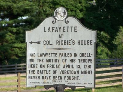 Lafayette at Colonel Rigbies House Marker image. Click for full size.