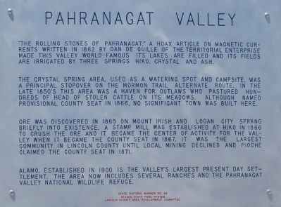 Pahranagat Valley Marker image. Click for full size.