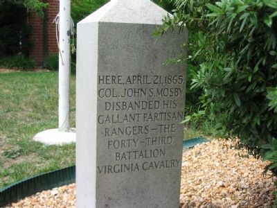Mosby's Rangers Disband Site Marker image. Click for full size.