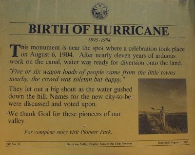 Birth of Hurricane Marker. Click for full size. Birth of Hurricane Marker image. Click for full size.