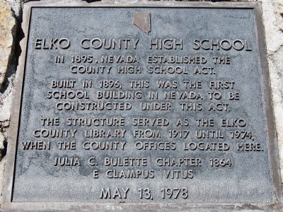Elko County High School Marker image. Click for full size.