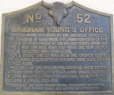 Brigham Young's Office Marker image. Click for full size.