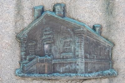 Engraving of Social Hall on marker image. Click for full size.