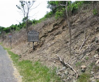 The Marker is on a Cut in the Road Grade. Click for full size. The Marker is on a Cut in the Road Grade image. Click for full size.