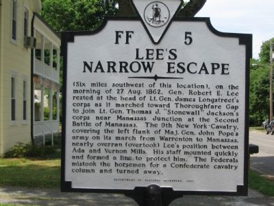 Lee's Narrow Escape Marker. Click for full size. Lee's Narrow Escape Marker image. Click for full size.