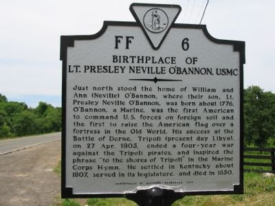 Birthplace of Lt. Presley Neville O'Bannon, USMC Marker image. Click for full size.