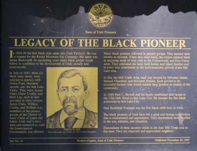 Legacy of the Black Pioneer Marker image. Click for full size.