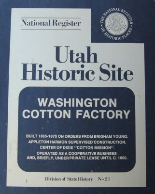 Washington Cotton Factory Marker image. Click for full size.
