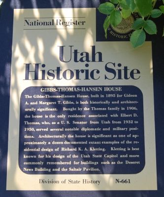 Gibbs-Thomas-Hansen House Marker image. Click for full size.