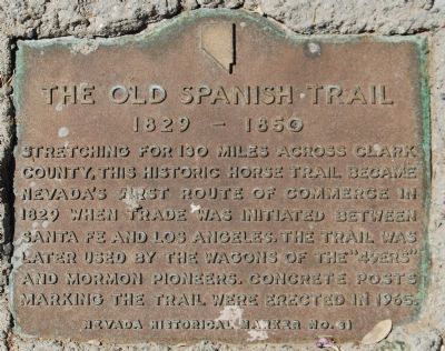 The Old Spanish Trail, 1829 - 1850 Marker image. Click for full size.