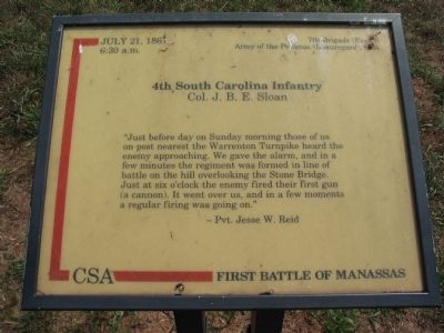 4th South Carolina Infantry Marker image. Click for full size.