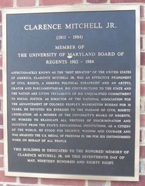 Clarence Mitchell, Jr. Marker. Click for full size. Clarence Mitchell, Jr. Marker image. Click for full size.