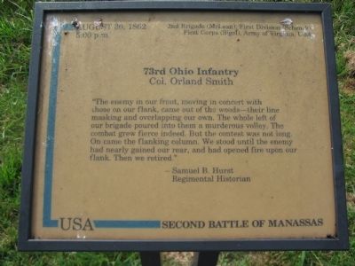 73rd Ohio Infantry Marker. Click for full size. 73rd Ohio Infantry Marker image. Click for full size.