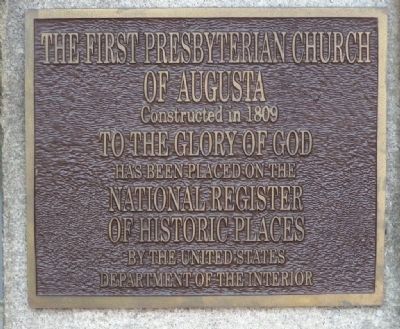 The First Presbyterian Church Marker. Click for full size. The First Presbyterian Church Marker image. Click for full size.