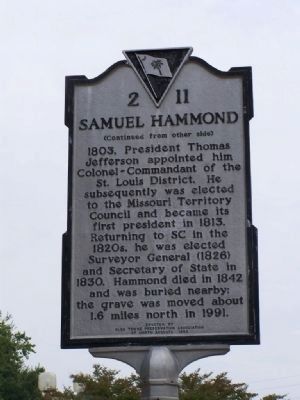 Samuel Hammond Marker </b>(reverse) image. Click for full size.