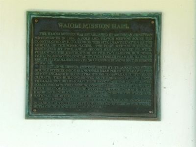Waioli Mission Hall Marker image. Click for full size.