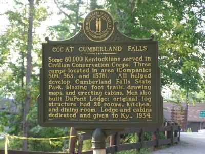 CCC at Cumberland Falls Marker, side one image. Click for full size.