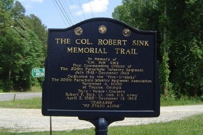 The Col. Robert Sink Memorial Trail Marker image. Click for full size.