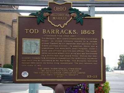 Tod Barracks, 1863 Marker, Side Two image. Click for full size.