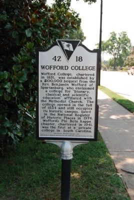Wofford College Marker image. Click for full size.