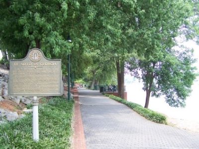 DeSoto In Georgia Marker, along the River Walk looking west. Click for full size. DeSoto In Georgia Marker, along the River Walk looking west image. Click for full size.