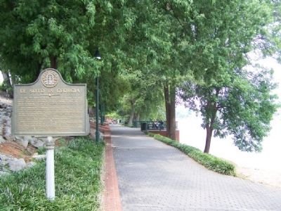 DeSoto In Georgia Marker, along the River Walk looking west image. Click for full size.