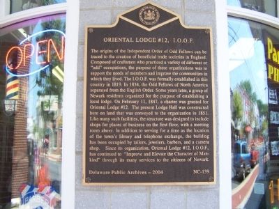 Oriental Lodge #12, I.O.O.F. Marker image. Click for full size.