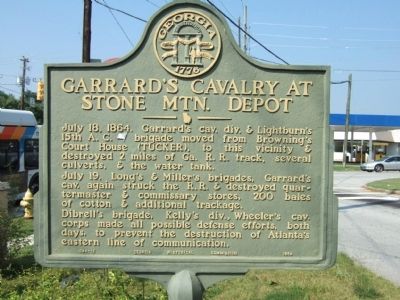 Garrard's Cavalry at Stone Mtn. Depot Marker image. Click for full size.