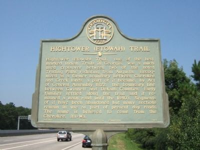 Hightower (Etowah) Trail Marker. Click for full size. Hightower (Etowah) Trail Marker image. Click for full size.