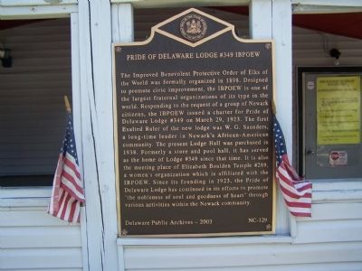 Pride of Delaware Lodge #349 IBPOEW Marker image. Click for full size.