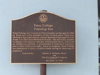 Paine College Founding Site Marker. Click for full size. Paine College Founding Site Marker image. Click for full size.