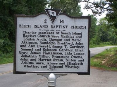 Beech Island Baptist Church Marker Reverse side image. Click for full size.