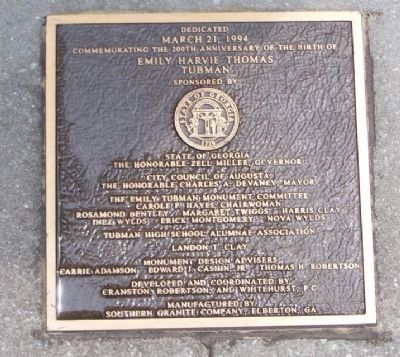 Emily Tubman Monument Marker. Click for full size. Emily Tubman Monument Marker image. Click for full size.
