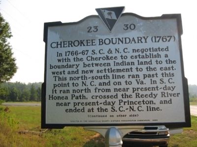 Cherokee Boundary (1767) Marker -<br>Front image. Click for full size.