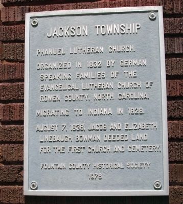 Phanuel Lutheran Church - - Jackson Township Marker. Click for full size. Phanuel Lutheran Church - - Jackson Township Marker image. Click for full size.
